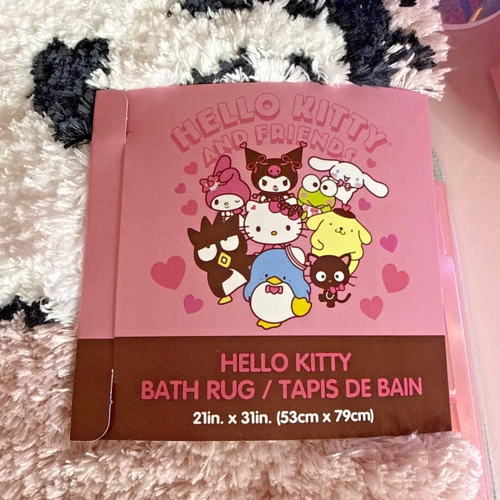 Hello Kitty Bath Rug 21x31 Wink Heart Soft Plush Valentine Face 2025 Sanrio Pink